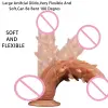 Flesh-tone silicone dildo with textured ribs for curved pleasure